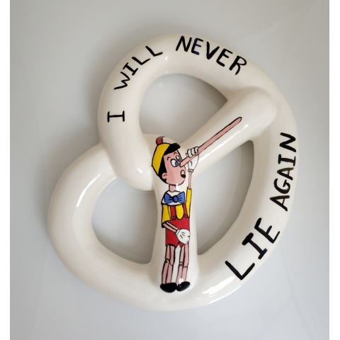 Pinocchio - a bagel for hanging on a wall